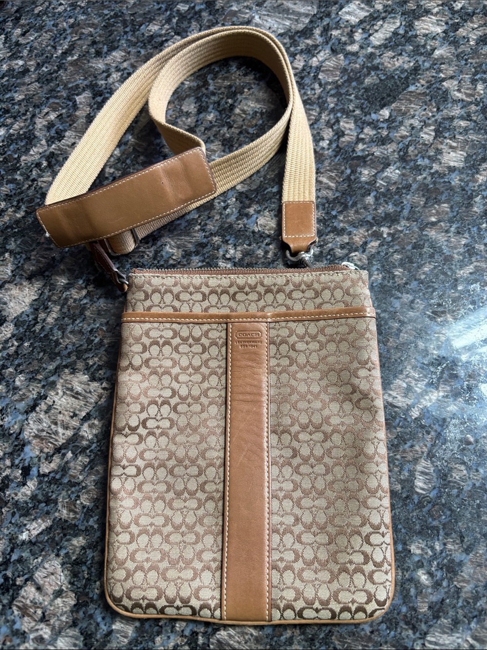 Coach Signature Crossbody in Beige and Tan